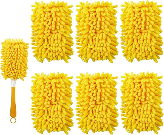 Reusable Duster Refill Compatible with Swiffer Hand Duster - 360 Heavy Duty Dusters Refills - Microfiber Ceiling Fan Duster for Swiffer Dusters Extended Handle, 6 Pack(Handle is Not Included)