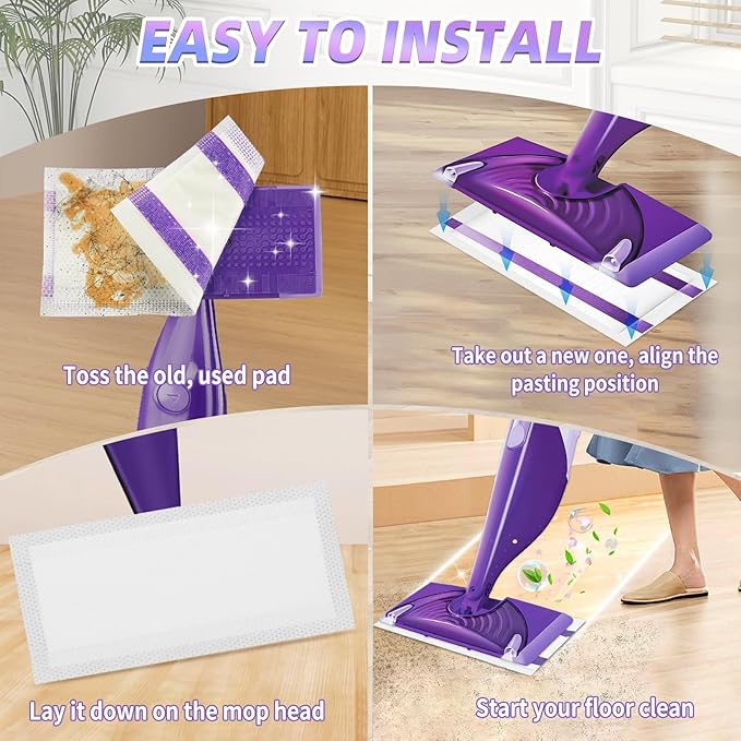 60 Count Mopping Pad for Wet Jet Mop Disposable Wetjet Pads Refills Replacement for Wet Pads Refill Compatible with Wet Jet Pads Thickness & Absorbent for Household Multi-Surface