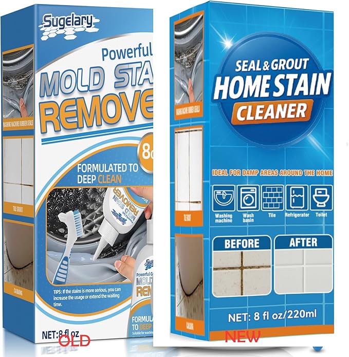 Sugelary Mold Stain Cleaner Gel, 8 Fl oz All-Purpose Gel for Home Use on Washing Machine Gasket, Bathroom Grout, Sink, Shower, Caulk, and Front Loader Seal