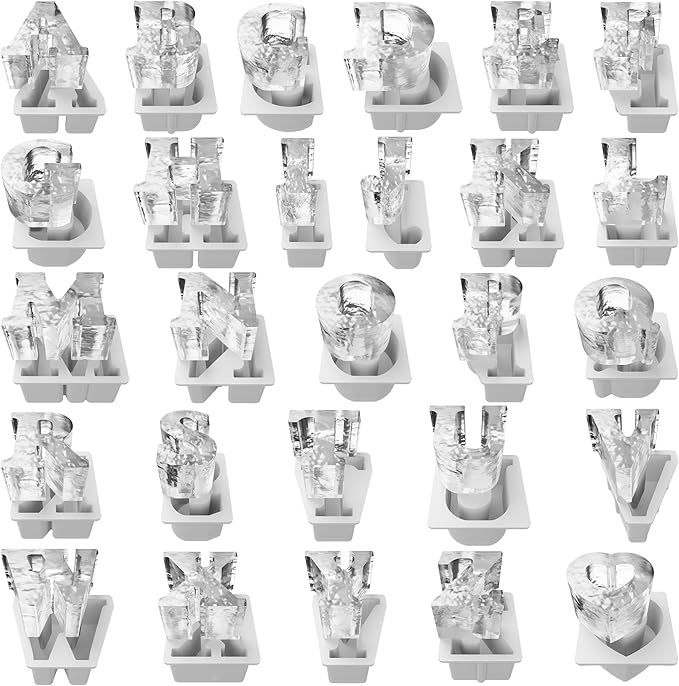 26 Pack Alphabet Resin & Clay Mold - Letter Ice Maker, Candle Making & Craft Supplies
