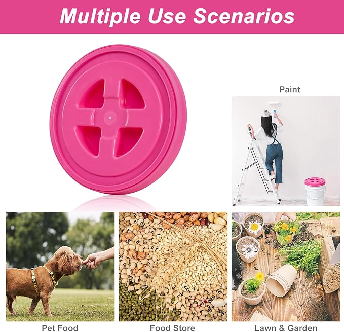 2 Pieces 5 Gallon Bucket Lid with Bucket Lid Opener,Plastic Storage Bucket Leak-Proof Screw Seal Lids,Pet Food Storage Container Lid for Home Paint Storage Buckets