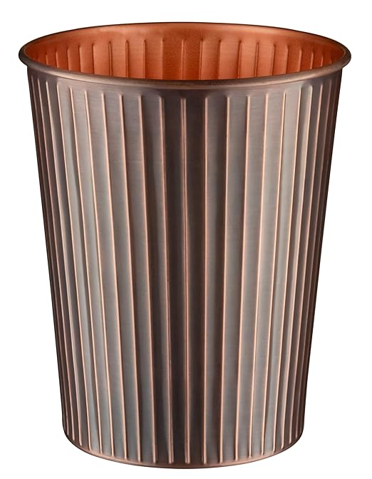 Monarch Abode Antique Copper Handcrafted Ridge Embossed Metal Wastebasket for Home Office, Decorative Waste Basket, Modern Bathroom Garbage Can, Antique Copper Trash Can