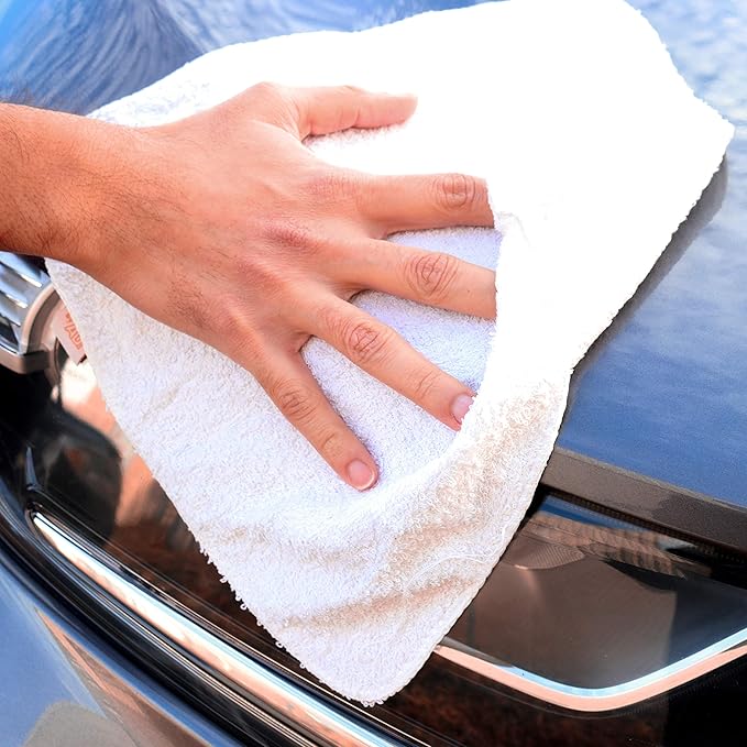 Arkwright W11 Terry Cloth Towels for Cleaning - Case of 25 - Soft Cotton Blend Washable Multi-Purpose Bar Mop, Absorbent & Quick Dry, Bulk Box of Rags for Kitchen, Auto Shop, and Garage, 25 lb, White