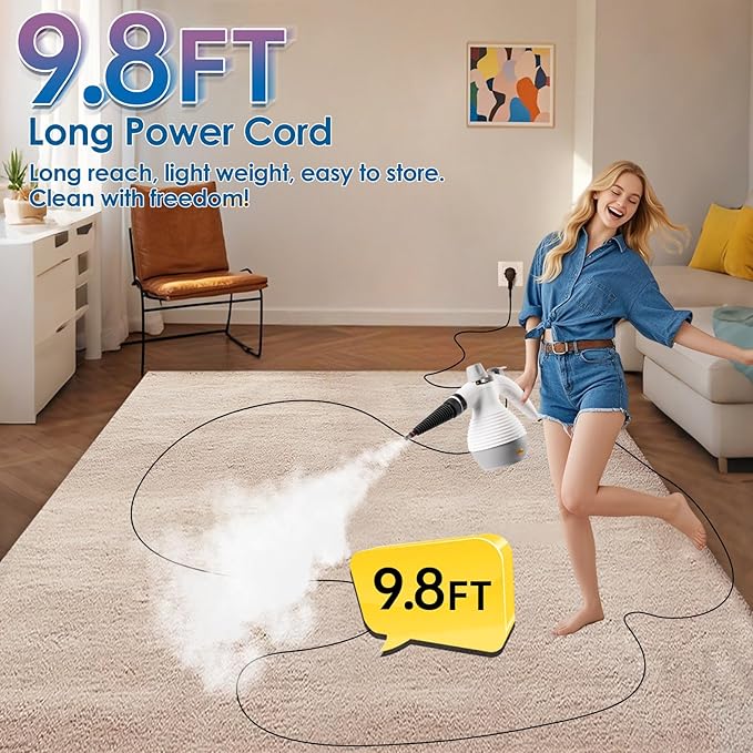 Steam Mop with Detachable Handheld Steamer, Steam Cleaner for Home, 350ml Tank, 230°F Powerful Steam Mop Cleaner for Tiles,Grout,Windows,Kitchen,Bath,Floor Cleaning