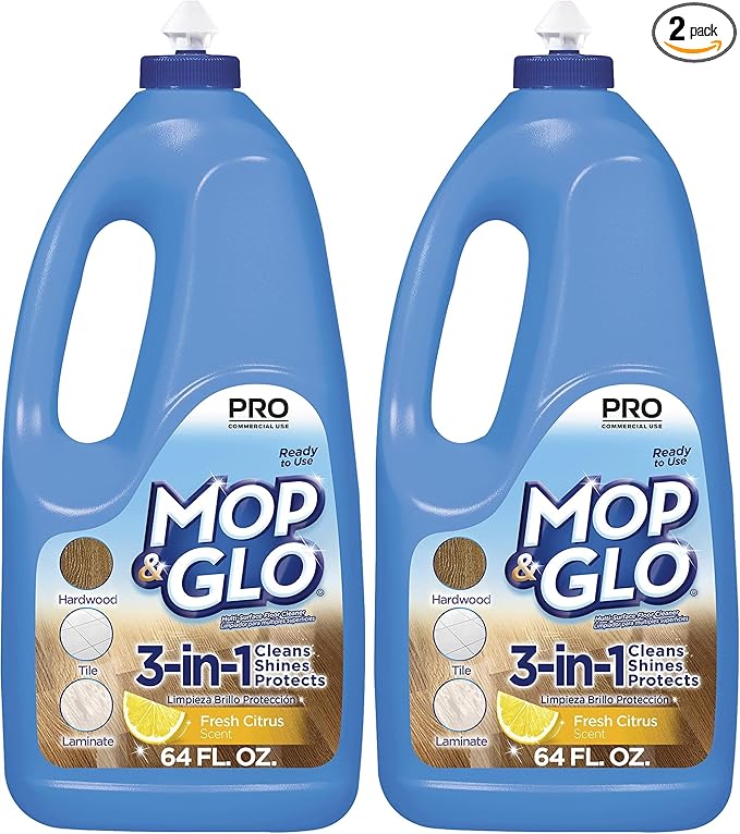 Mop & Glo Professional Multi-Surface Floor Cleaner, Fresh Citrus Scent, 64 Oz (Pack of 2)