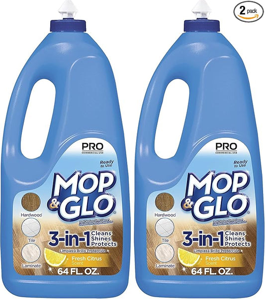 Mop & Glo Professional Multi-Surface Floor Cleaner, Fresh Citrus Scent, 64 Oz (Pack of 2)