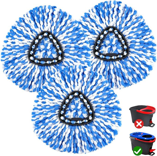 Mop Replace Heads Compatible for O Cedar 3 Pack, Spin Mops Refill Head Replacement for RinseClean 2-Tank System, Machine Washable, Suitable for Hard-surfaced Floors Cleaning