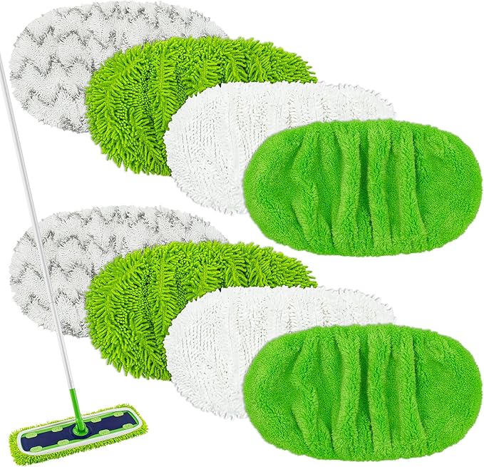 8 Pack Microfiber Mop Pads for Swiffer XL Mops Reusable Wet and Dry Mopping Cloths Compatible with Swiffer Sweeper XL,Washable XL Mop Refill Replacement for All Hardwood Dry & Wet Cleaning