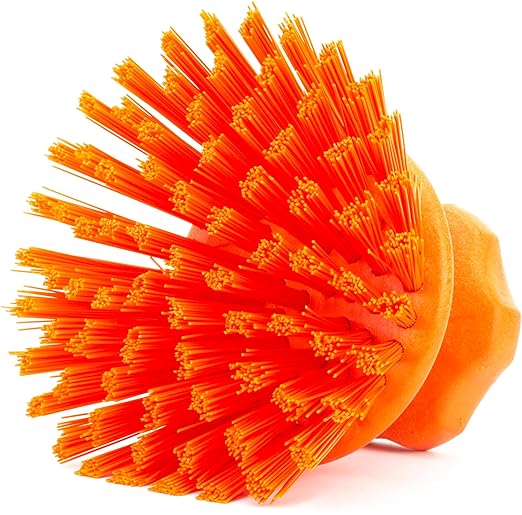 SPARTA 42395EC24 Plastic Scrubber Brush, Round Brush, Dish Scrub Brush With Color Coded For Cleaning, Kitchen, Bathroom, Bathtub, Dishes, Sink, 5 X 5 X 4 Inches, Orange