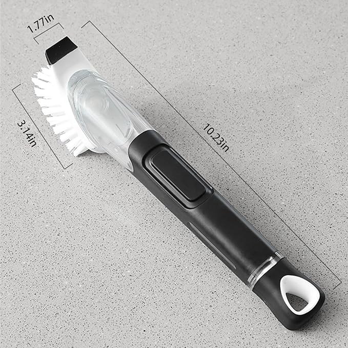 SetSail Dish Brush, Dish Cleaning Brush with Stainless Steel Handle and Replace Head Kitchen Dish Scrub Brush with Soap Dispenser for Pot Sink Pan Cleaning, Black
