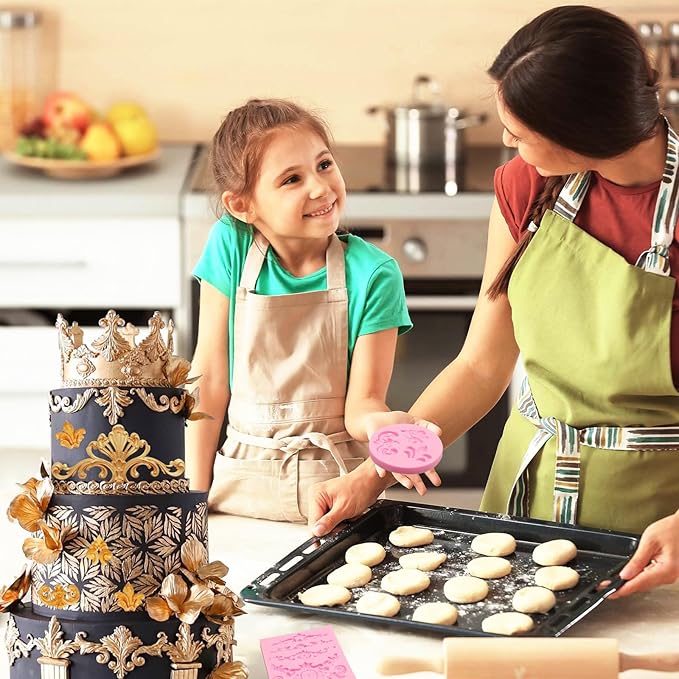 Baroque Silicone Molds for Cake Decorating, 3 Pieces Frame Vintage Relief Relief Fondant Molds for Flower European Style Cupcake Toppers Chocolate Candy