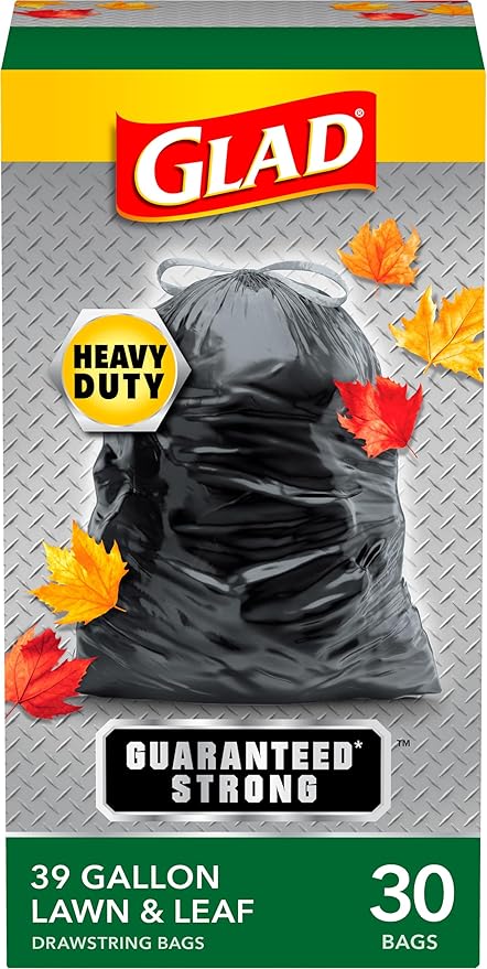 Glad Large 30 Gallon Trash Bags, Unscented Heavy Duty Garbage Bags, Forceflex with Drawstring, 30 Count (Packaging May Vary)
