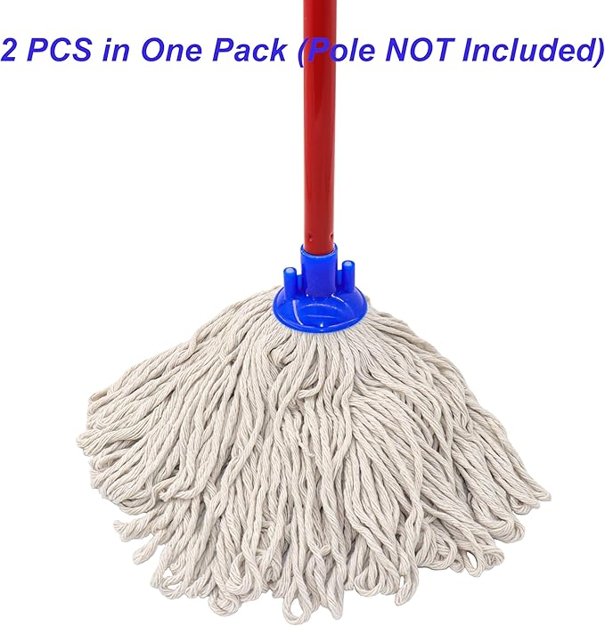 Cotton String Screw on Mop Replacement Head Compatible with All Standard US Threading Pole (Acme 3/4 inch Thread) - 2 PCS