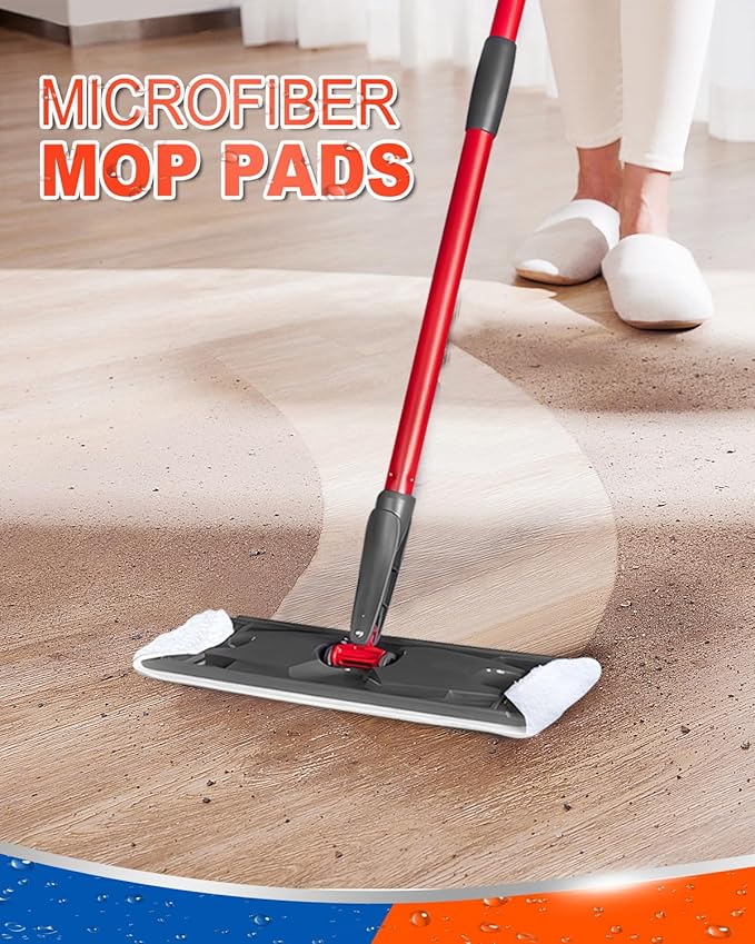 Mop Replacement Pads Compatible with O Cedar H2prO Flat Mop System Mop Pads for H2 prO Flat Mop System Replacement Mop Refills Flat Mop Head, 4 Pack