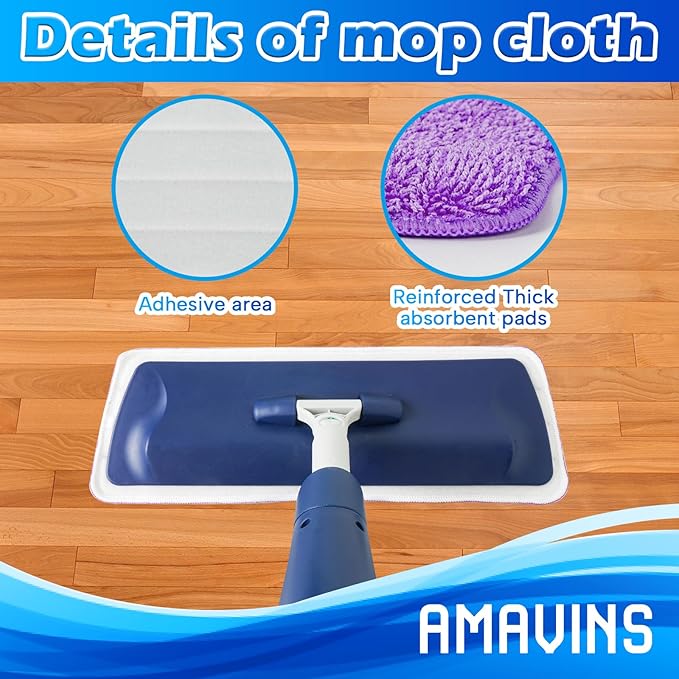 3 Pack Microfiber Reusable Mop Pads for Bona Mop, Wet/Dry Floor Cleaning Refill Mop Pads, Spray Mop Hard Wood Floor Mop Pads Refills, Machine Washable Power Mop Pads Replacement