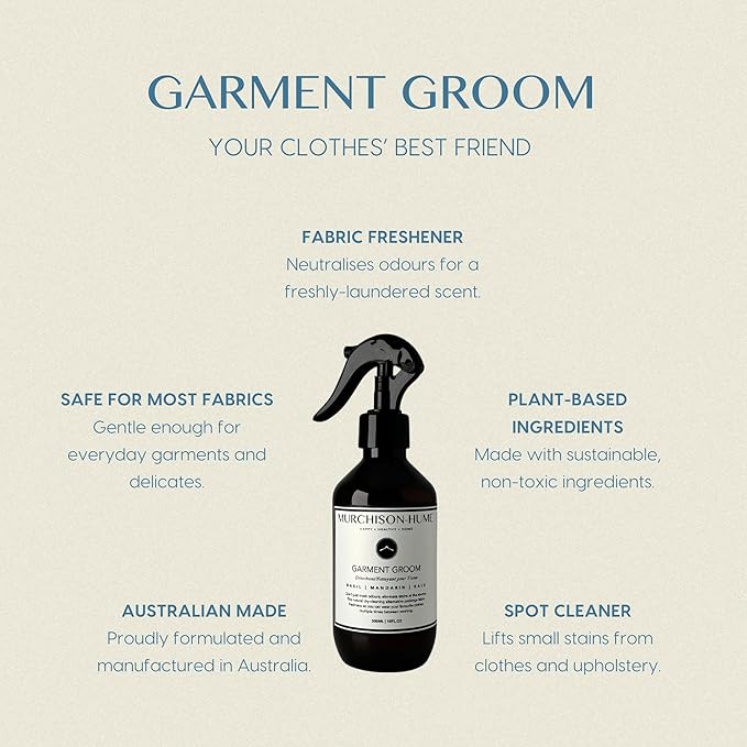 Murchison-Hume Garment Groom Fabric Freshener, Air Freshener, Odor Fighter, Laundry Treatment and Stain Remover, Rosewood Leaf & Lavender