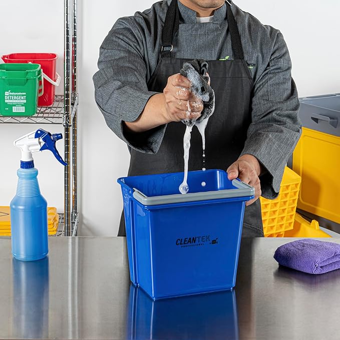Restaurantware-Clean Tek Professional 6 Quart Cleaning Bucket, 1 Utility Pail with Handle - Heavy-Duty, Portable, Blue Plastic Washing Pail, Perfect for Household, Outdoor, Car Wash and More