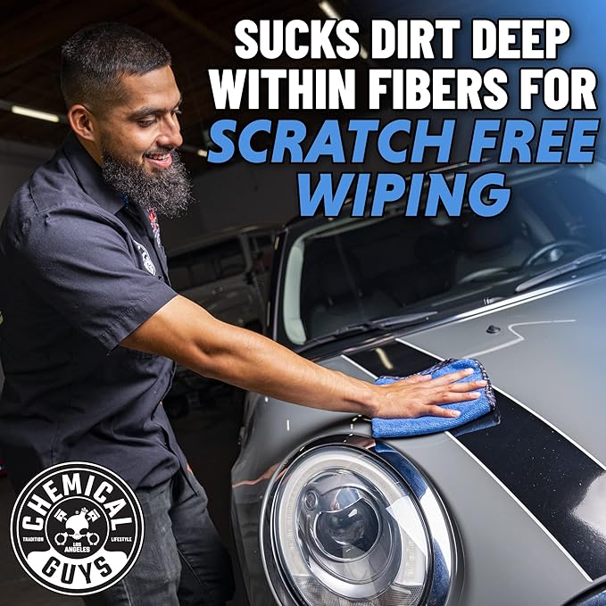 Chemical Guys MIC110003 Professional Grade Premium Microfiber Towels, Blue (16 Inch x 16 Inch) (Pack of 3) - Safe for Car Wash, Home Cleaning & Pet Drying Cloths