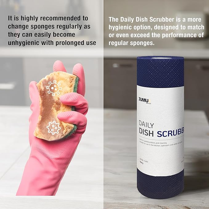 Daily Dish Scrubber Sheet Non-Scratch Household Disposable Cleaning Sponges | Recyclable, Eco-Friendly & Perfect for Kitchen, Home Cleaning and Outdoor Use (6, Navy)