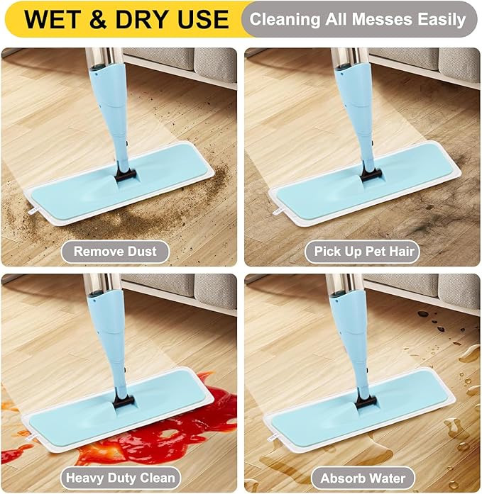 Set of 3 Microfiber Spray Mop Replacement Heads for Wet/Dry Mops Reusable Replacement Refills Fits for Bona Floor Care System (gray)