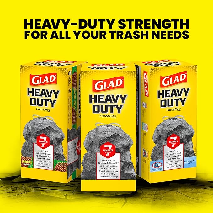 Glad Trash Bags, ForceFlexPlus Drawstring Large Garbage Bags - 30 Gallon, 50 Ct (Package May Vary) (Pack of 2)