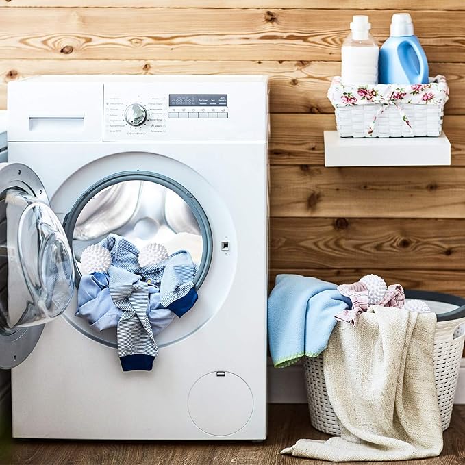 6 Pieces Laundry Will Drying Balls Reusable Replace Laundry Drying Fabric Softener and Saves, Reusable Washing Machine Cleaning Soften Clothes Wash Ball (White)