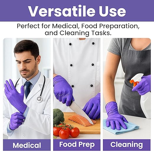 SafeWay Nitrile Gloves, 200 Ct, Medium, Powder-Free, Latex-Free, All-Purpose, Professional Disposable Gloves with Textured Fingertips for Medical Use, Food Prep, Cleaning, Tattoo & More