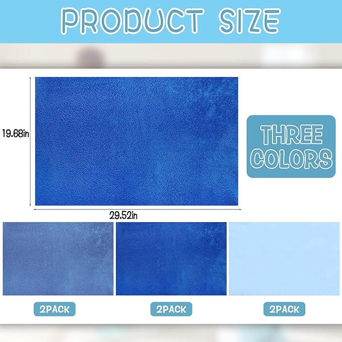 6 Pack Extra Large Microfiber Cleaning Cloths 20"x30", Lint-Free Reusable Towels for Home, Glass, Windows, Office, Kitchen, Bathroom – Mixed Blue