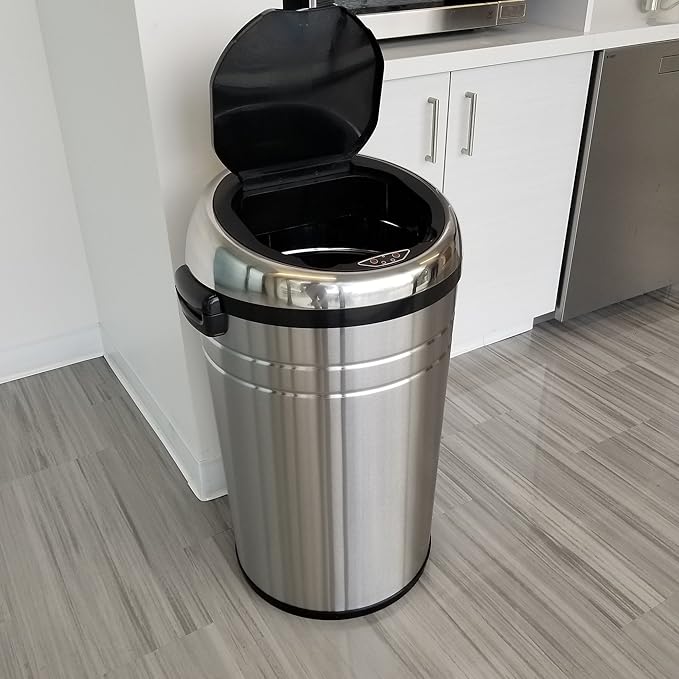 iTouchless 23 Gallon Touchless Sensor Trash Can with Odor Control System & Wheels, 87 Liter Commercial Size Automatic Garbage Bin, Brushed Stainless Steel