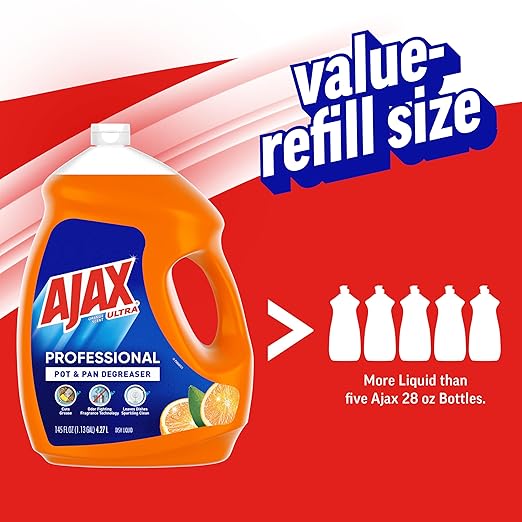 Ajax Ultra Professional Antibacterial Pot & Pan Dish Soap, Orange Scent, 145 fl. oz. (1.13 gal.), 4/Pack (61034313CT)
