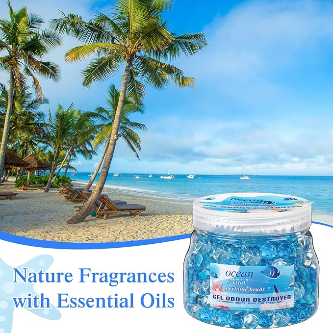 Timgle 12 Pack Odor Eliminator Gel Beads Bulk 10 Ounces Air Freshener Gel Beads Odor Eliminator for Home, Bathrooms, Cars, Boats and Pet Areas(Ocean Scent)