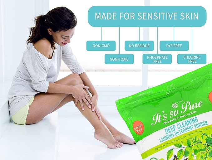 It’s So Pure All Natural Laundry Detergent Powder – Deep Cleaning, Removes Dirt, Grease, Stains – Non-toxic, Vegan, Fragrance Free Laundry for Sensitive Skin, HE Compatible (100 Loads)