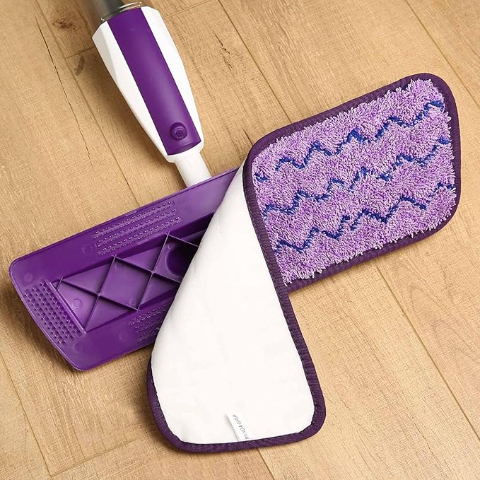 16.5 inch Mop Pads Refills, 3 Pack Microfiber Reusable Replacement Mop Pads Flat Replacements Heads for Wet Or Dry Floor Cleaning and Scrubbing, Purple Cloth