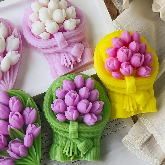 Tulip Flower Candle Mold - Resin Casting Silicone Molds for Home Decor & Candle Making Wave Spiral Mold