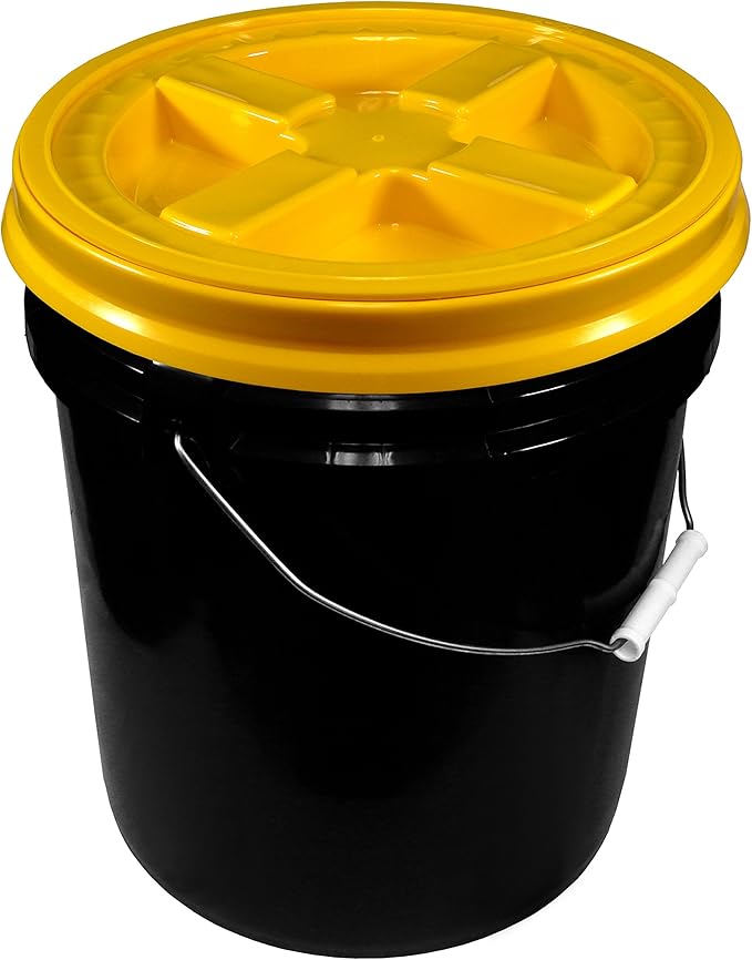 Black 5 Gallon 90 mil Bucket with Gamma Seal Lid (Yellow)