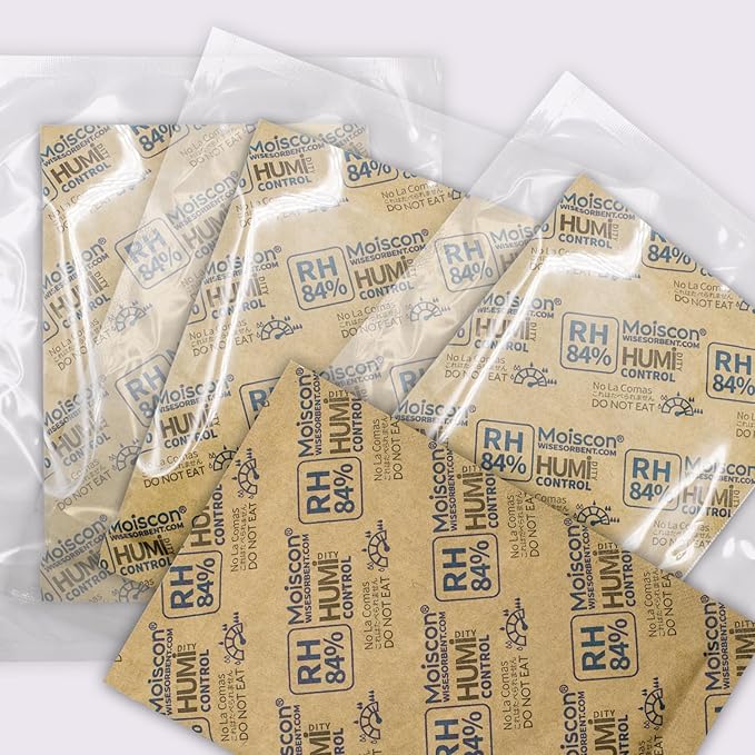 84% Two-Way Humidity Control Packs for Storing 1 lb – Size 60 – 50 Pack – Seasoning Packets Moisture Control Packets Individually Wrapped, Humidifier Packs for Season Wood Humidifier Boxes