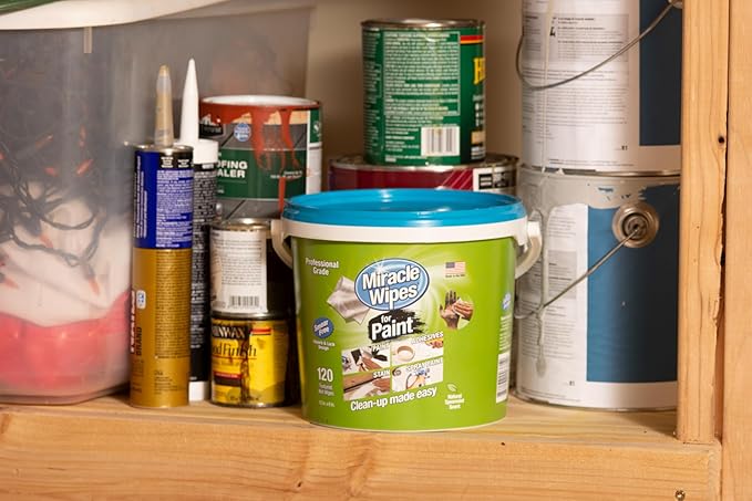 MiracleWipes for Paint Prep & Cleanup, Remove Tough Grime Build-Up, Wet Paint, Caulking, Epoxy, Colorant, and more from Hands, Surfaces, & Tools - 120 Count (Pack of 2)