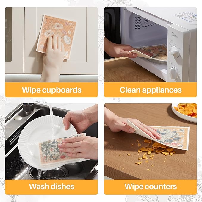 JOYMOOP 6 Pack Dishcloths for Kitchen, Reusable Absorbent Non-Scratch Cleaning Cloths, Washable Quick-Drying Rags for Cookware and Household, 6.7×7.9 Inch