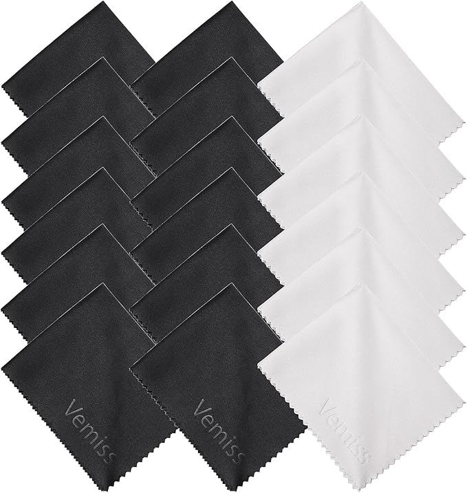 Vemeiss 18 Pack Microfiber Cleaning Cloths, Eyeglasses Cleaner Wipes, Lens Wipes for Sunglasses Camera Lenses Cell Phones Laptops and More (Color 2)