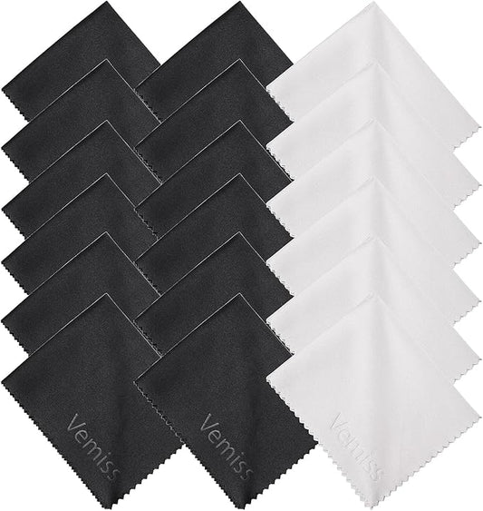 Vemeiss 18 Pack Microfiber Cleaning Cloths, Eyeglasses Cleaner Wipes, Lens Wipes for Sunglasses Camera Lenses Cell Phones Laptops and More (Color 2)