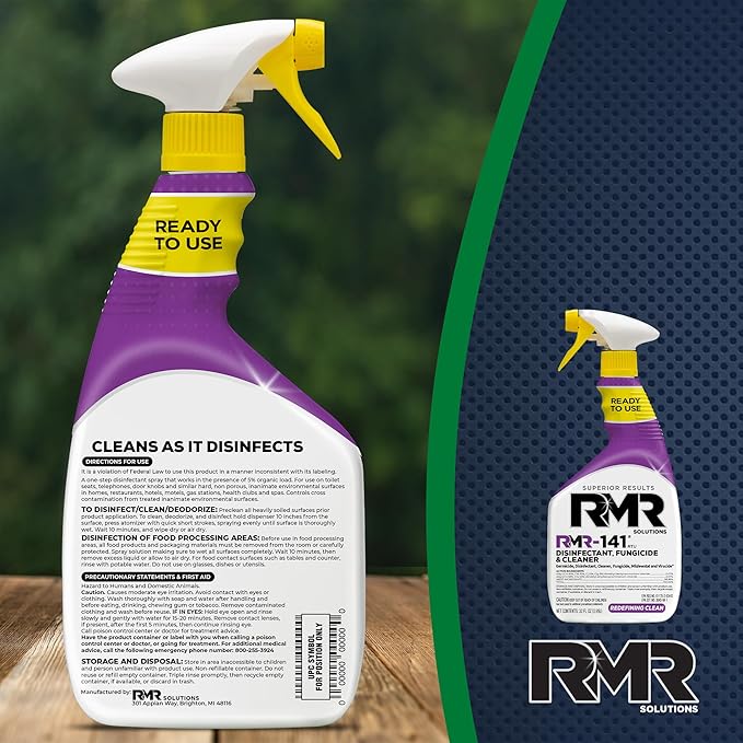 RMR-141 EPA Registered Mold and Mildew Killer, Eliminates Odors, Removes Mold, Mildew, Bacteria, and Viruses, 32-Ounce Bottle