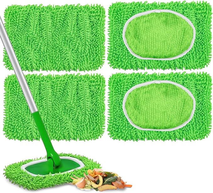 4PCS RAINFLOW Microfiber Mop for Sweeper - Reusable Mop Pads Refill Sweeping Mopping Pad Dust Mops for Hardwood Floors Cleaning(Mop is Not Included)