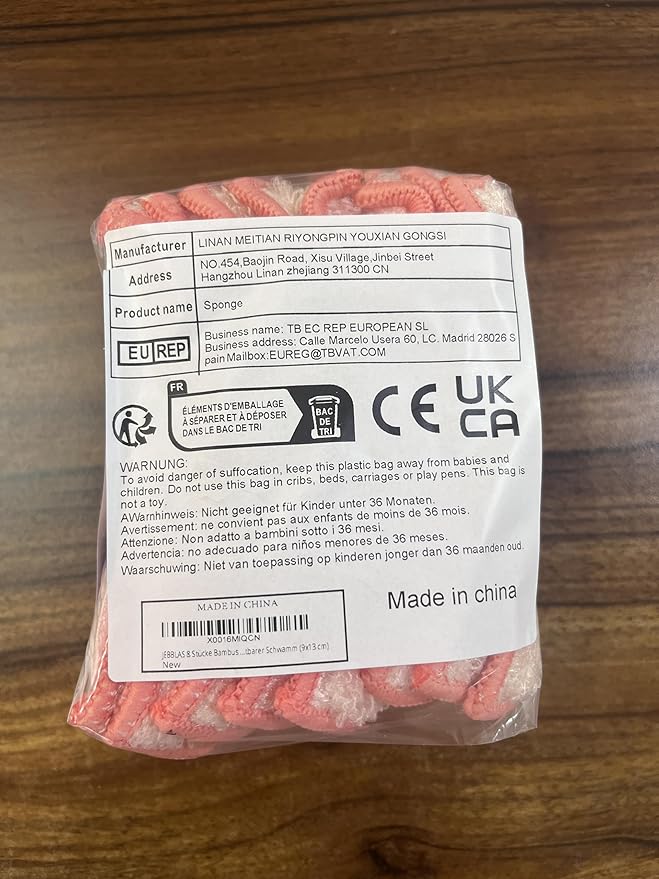 JEBBLAS 8Pack Bamboo Natural Kitchen Sponges Dish Sponge Cleaning Sponge Heavy Duty Scrub Sponge for Cleaning Kitchen and Household Pink