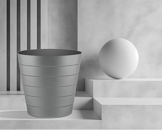 Small Trash Can (1.3 Gallons), Dorm Trash Can, Heavy Duty Dust Bin, Mini Garbage Can for Bedroom (Pack Of 3), Plastic Wastebasket, Bathroom Wastebasket (Grey) Round paper Trashcan, Office Trash Bin