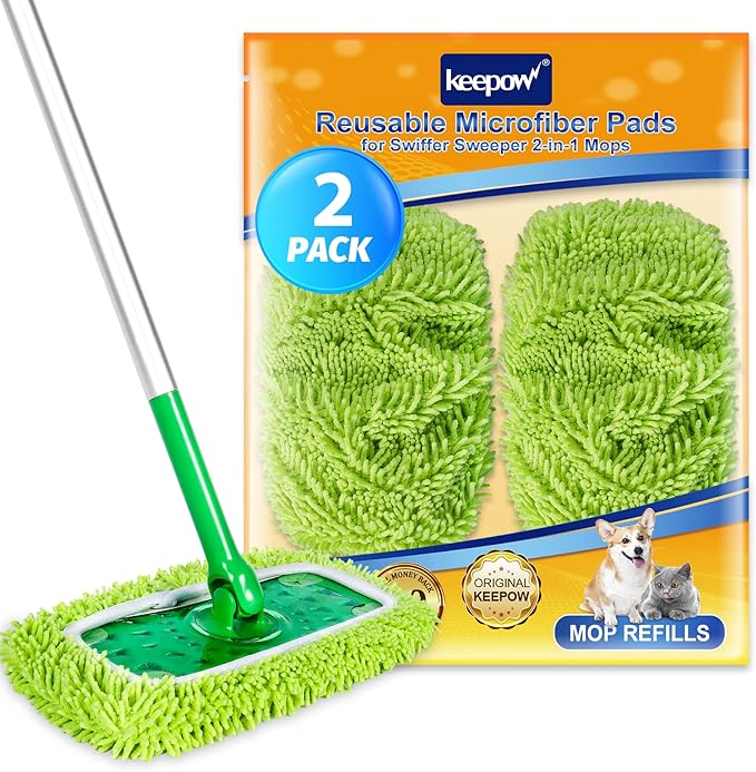 Reusable Microfiber Mop Pads Compatible with Swiffer Sweeper, Dry Sweeping Cloths, Wet Pads Refill for Swiffer Mop Pads Replacement Sweeping Mopping Pad Refills for Hardwood Surface Floor Cleaning