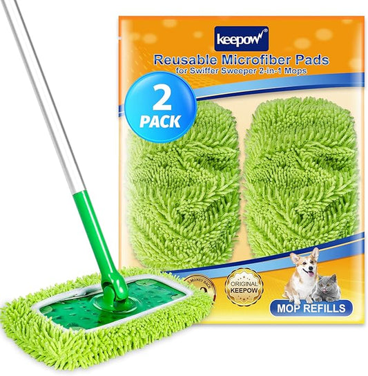 Reusable Microfiber Mop Pads Compatible with Swiffer Sweeper, Dry Sweeping Cloths, Wet Pads Refill for Swiffer Mop Pads Replacement Sweeping Mopping Pad Refills for Hardwood Surface Floor Cleaning
