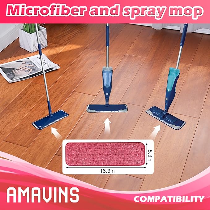 3 Pack Microfiber Cleaning Pads with All Bona Mop, Reusable Microfiber Mop Pads for 18 Inch Mop, Hardwood Floor Replacement Cleaning Mop Pads, Machine Washes