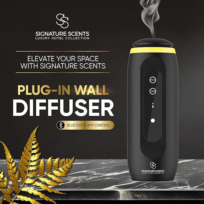 Essential Oil Diffuser (Plug-in) for Homes and Hotels – Bluetooth-Controlled Scent Diffuser for Home & Office, Covers 800 sq. ft. – Plug in Air Fresheners for Home & Office, Room Scent (Black)