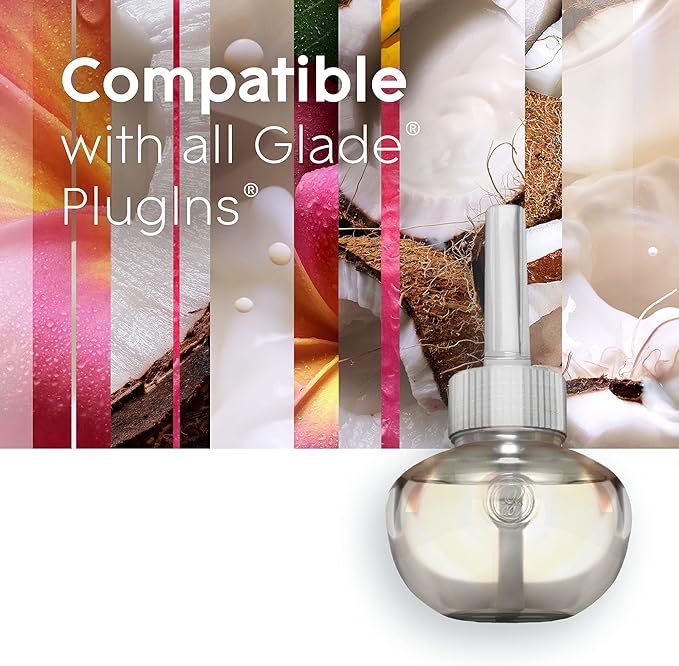 Glade PlugIns Refills Air Freshener, Scented and Essential Oils for Home and Bathroom, Exotic Tropical Blossoms, 3.35 Fl Oz, 5 Count