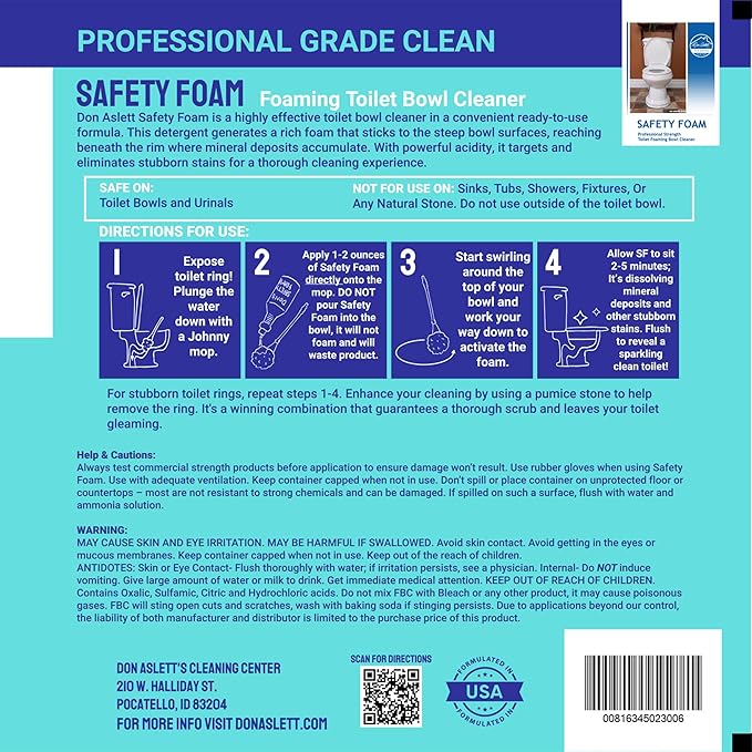 Don Aslett's Complete Toilet Cleaning Set | Includes 32 oz Toilet Cleaner, Convenient Cleaning Caddy, Johnny Mop Toilet Brush, and Pumice Stone for Tough Stains